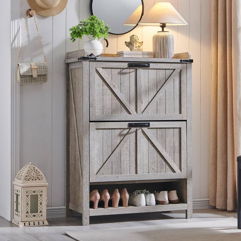 Farmhouse Shoe Storage Cabinet, Shoe Organizer, Shoe Rack Cabinet