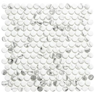 Eterna Penny 12x12 Glass Round Mosaic Tile - Floor, Wall, Backsplash