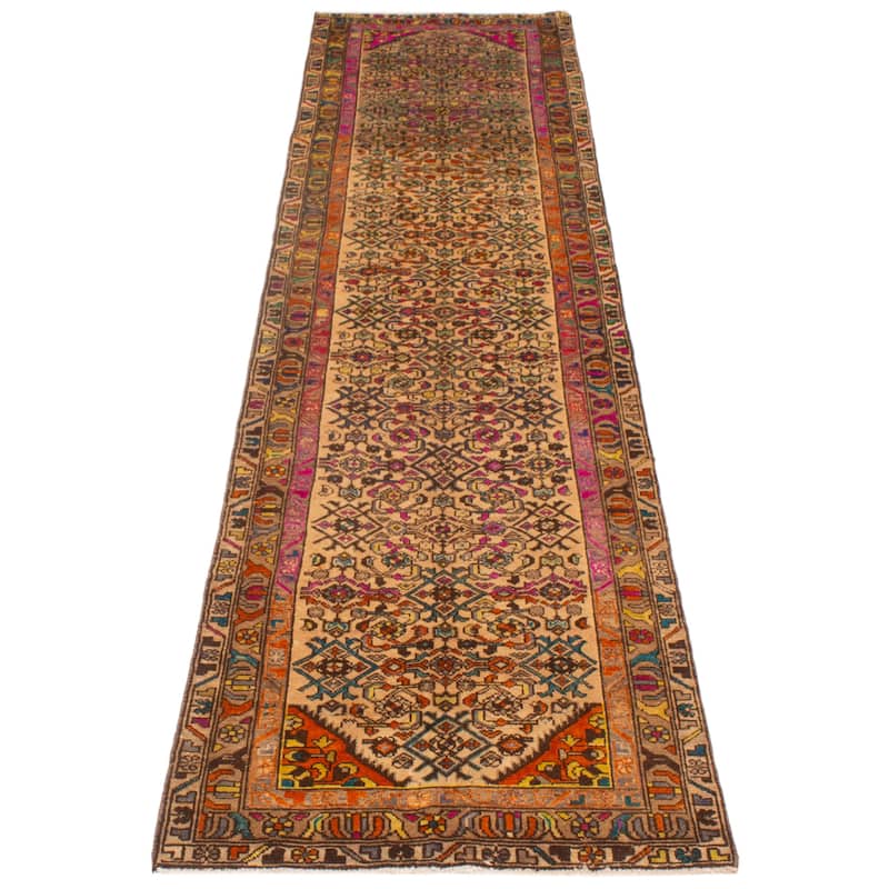 ECARPETGALLERY Hand-knotted Anatolian Vintage Tan Wool Rug - 3'3 x 13'4