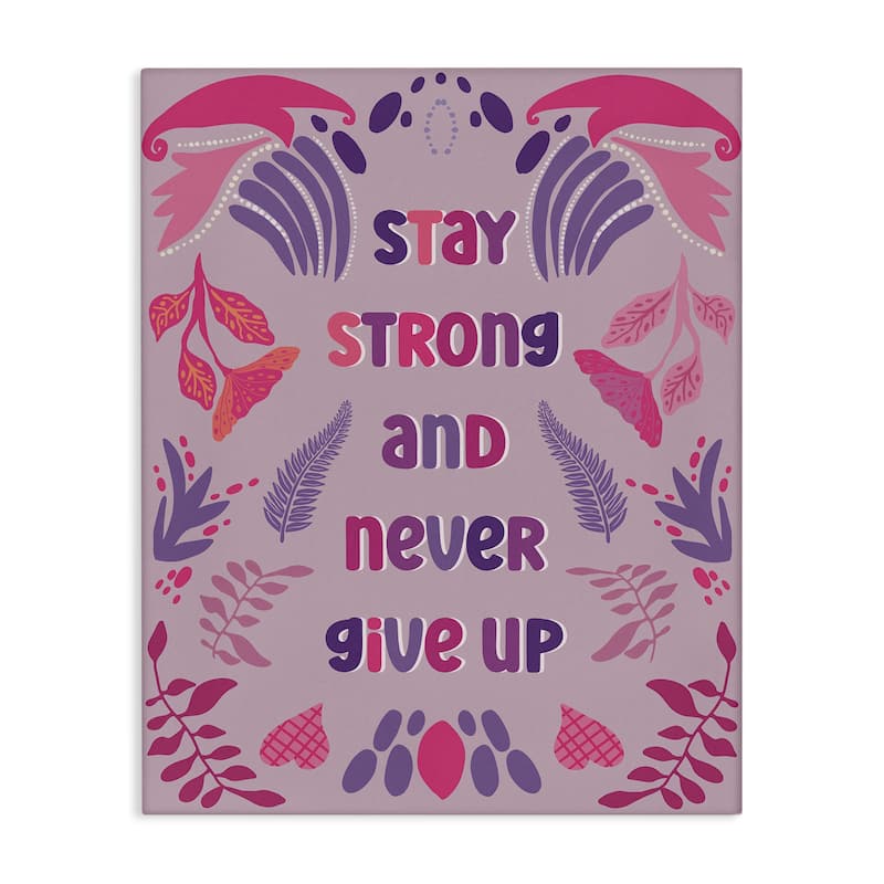 Stupell Never Give Up on Purple Canvas Wall Art Design By Julia Fox - 30 x 40