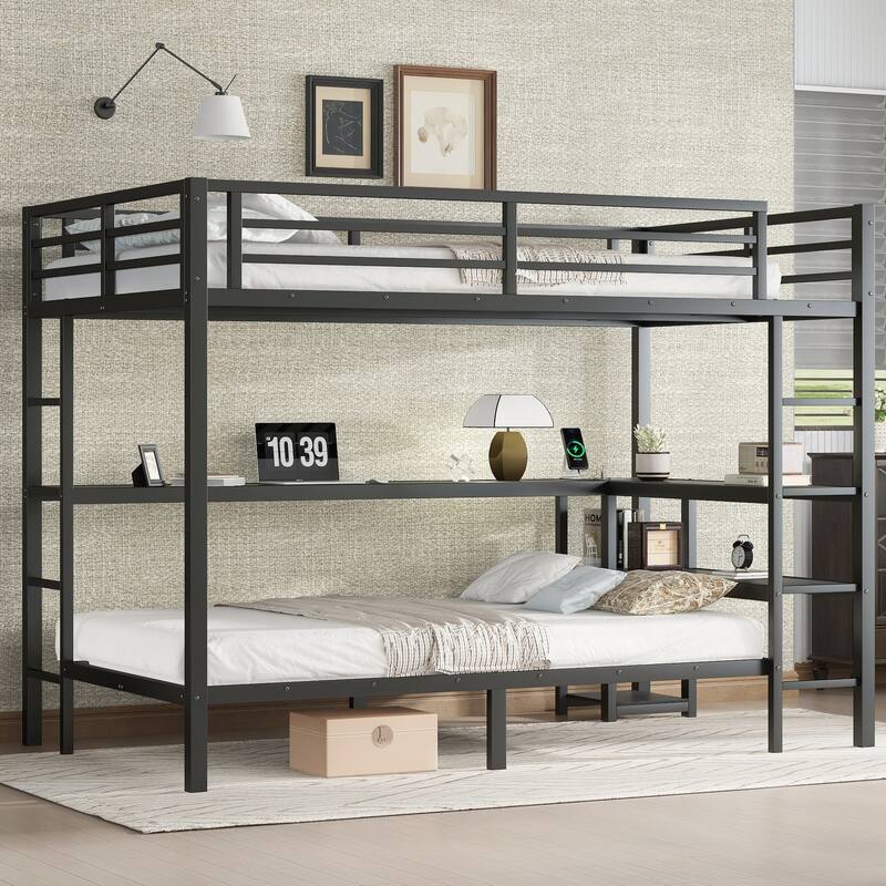 Versatile Metal Bunk Bed with Multiple Placements and Functional Design