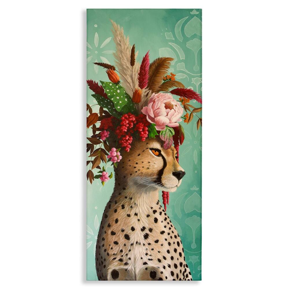 Stupell Elegant Leopard with Flower Arrangement Canvas Wall Art Design By Heather Gauthier