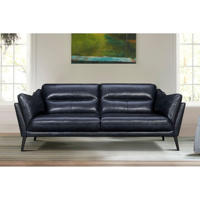 Franz 87" Modern Leather Sofa - Blue