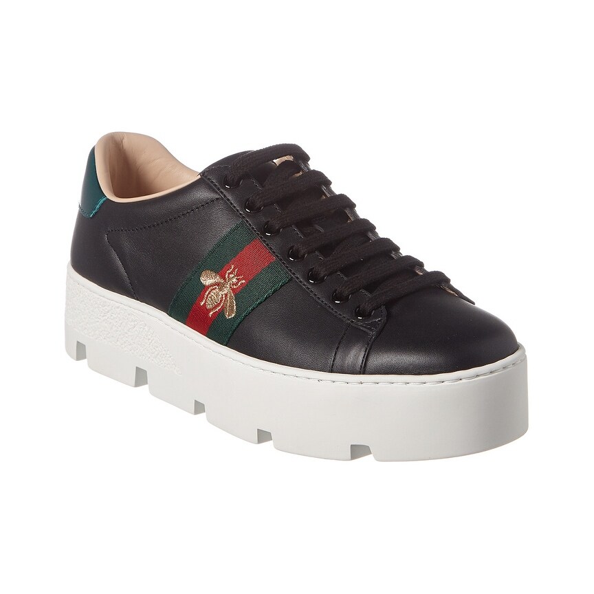 gucci ace embroidered platform sneaker