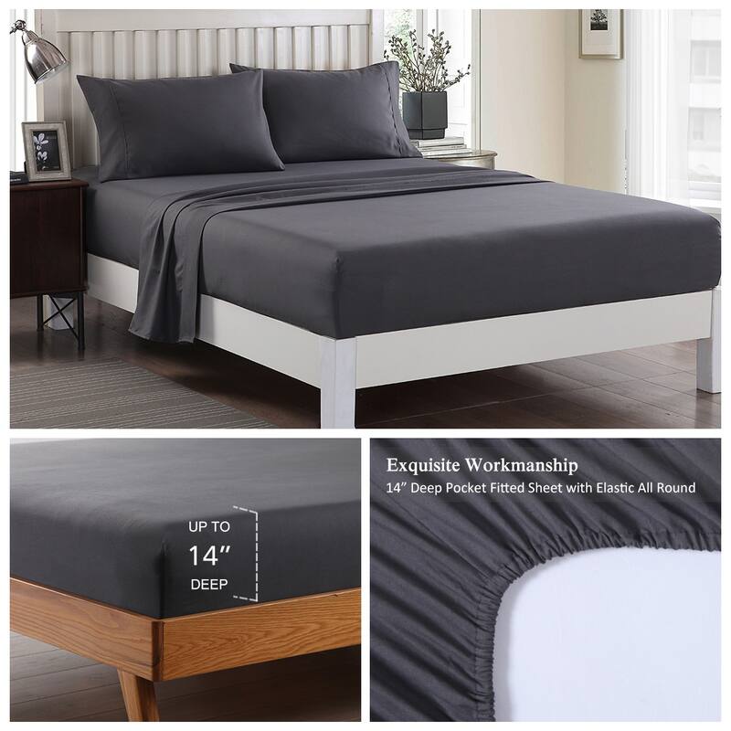4 Piece Brushed Microfiber Bed sheet Set Wrinkle, Fade, Stain Resistant