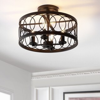 Soka 15.5" Metal LED Semi-Flush Mount, Oil Rubbed Bronze by JONATHAN  Y