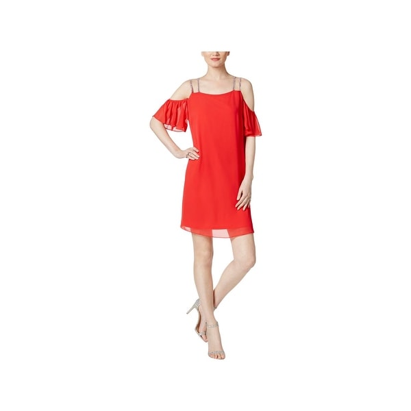 MSK Womens Clubwear Dress Cold Shoulder Shift