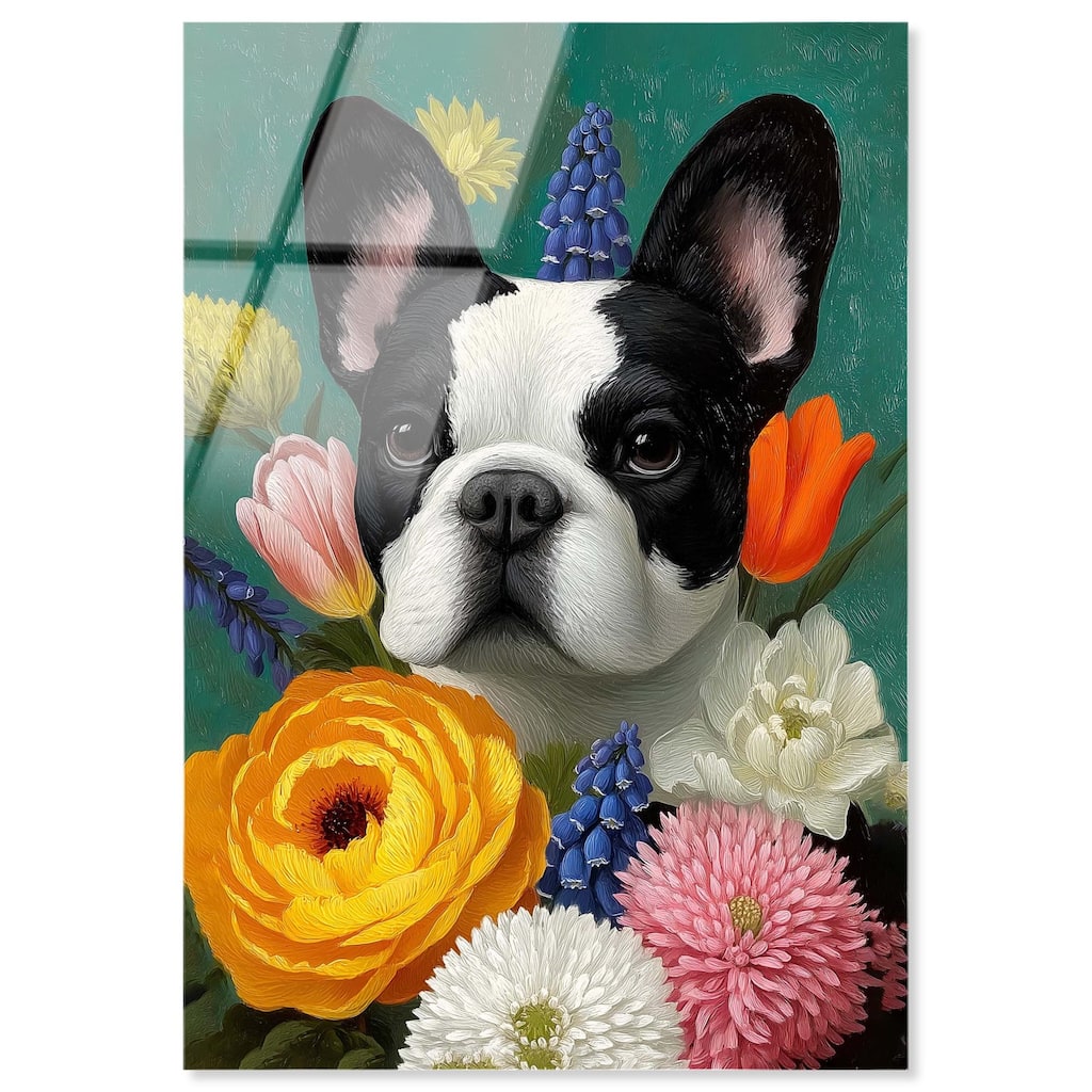 Secret Garden Frenchie Acrylic by Art Remedy, Ready to Hang