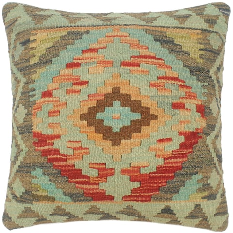 Bohemian Turkish Rhodes Hand Woven Kilim Pillow