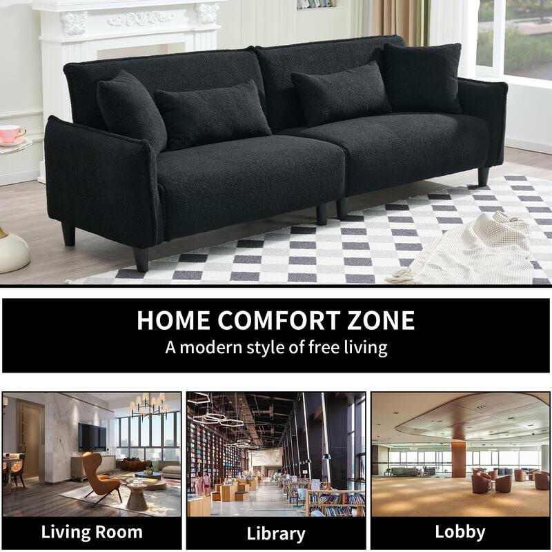 97-inch Black Teddy Velvet Sofa with Foam and Spring