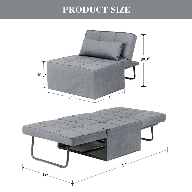 Ainfox Convertible Sofa Bed,4 in 1 Multi-Function Folding Ottoman Bed with Adjustable Backrest