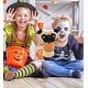 preview thumbnail 5 of 4, DolliBu Pug Dog Hand Puppet Stuffed Animal with Pumpkin Plush Decor - 10 inches