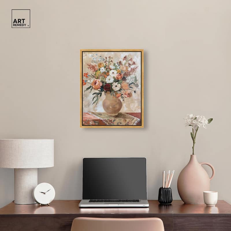 Clay Vase and Flowers Canvas by Art Remedy