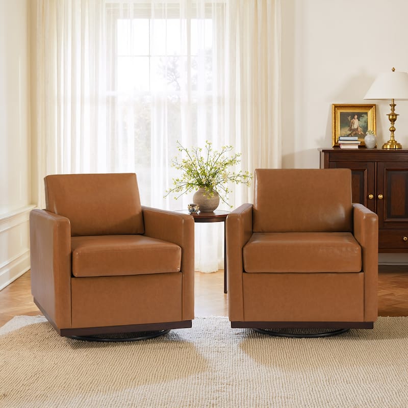 Modern Swivel Accent Arm Chair Set of 2 - Light Brown