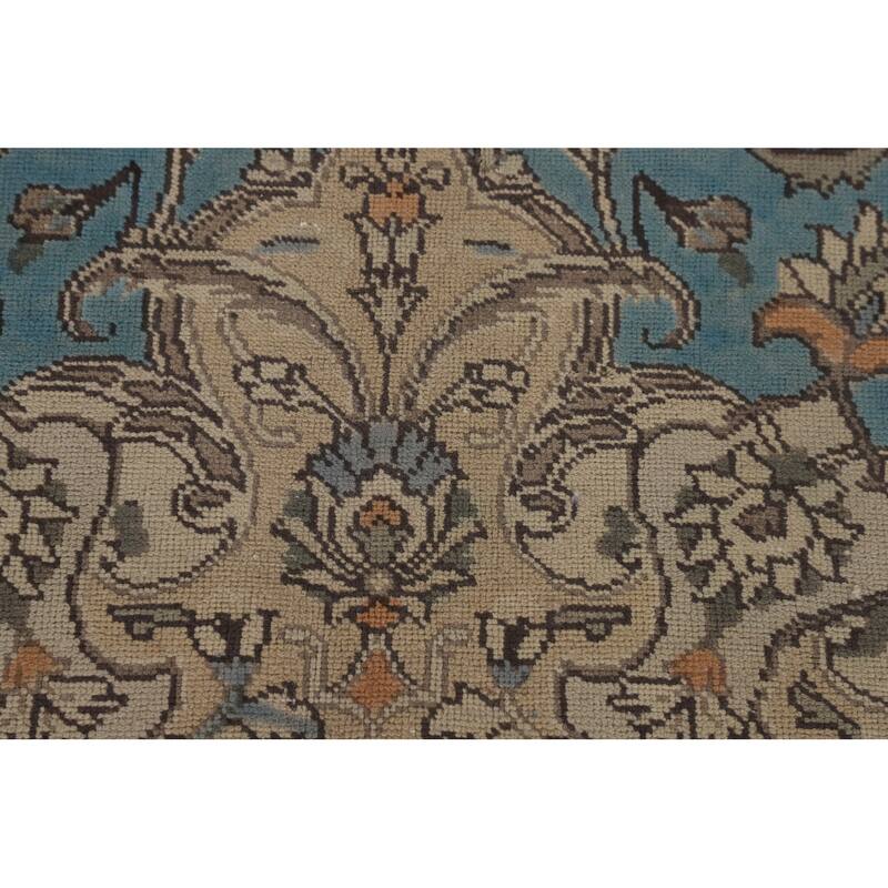 Blue Tabriz Persian Vintage Area Rug Handmade Bedroom Wool Carpet - 9'9" x 12'7"