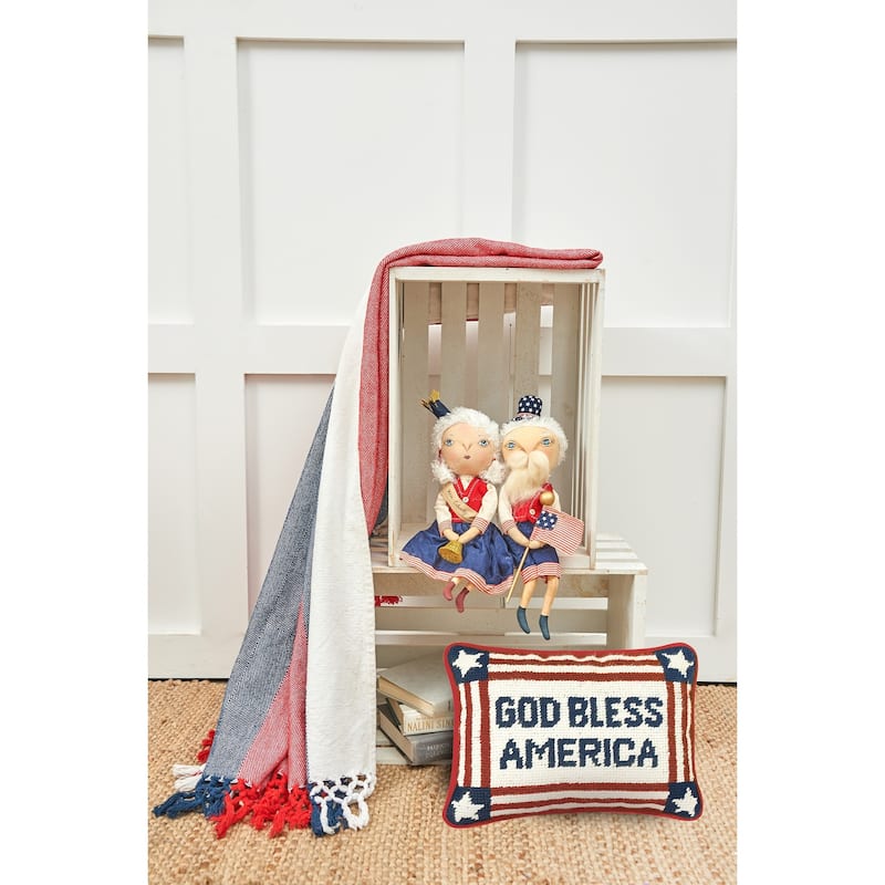 6.5" x 9" God Bless America July 4th Needlepoint Petite Throw Pillow