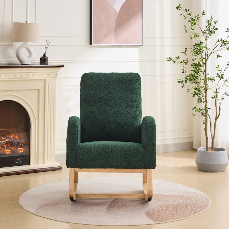 27.2"W Upholstered Rocking Accent Armchair with Side Pocket
