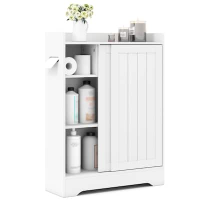 Gymax Bathroom Floor Cabinet w/2 Sliding Doors & Adjustable Shelves