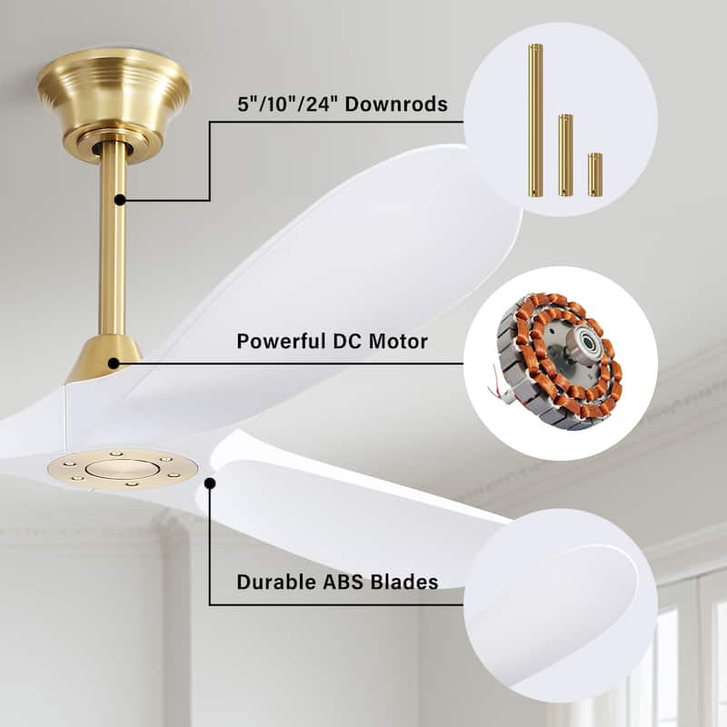 60 Inch Indoor Modern Ceiling Fan With 6 Speed Remote Control Reversible DC Motor For Bedroom