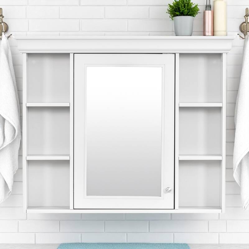 36"" Bathroom Vanity with Ceramic Sink and Medicine Cabinet, 4 Drawers, Storage Shelf, Solid Wood Frame,Bathroom Cabinet Set