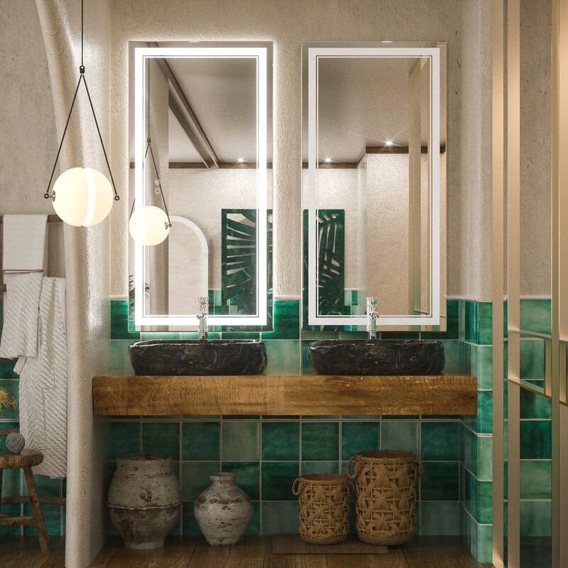 KEONJINN LED Bathroom Vanity Mirror, Wall Mounted Anti-Fog Dimmable Mirror