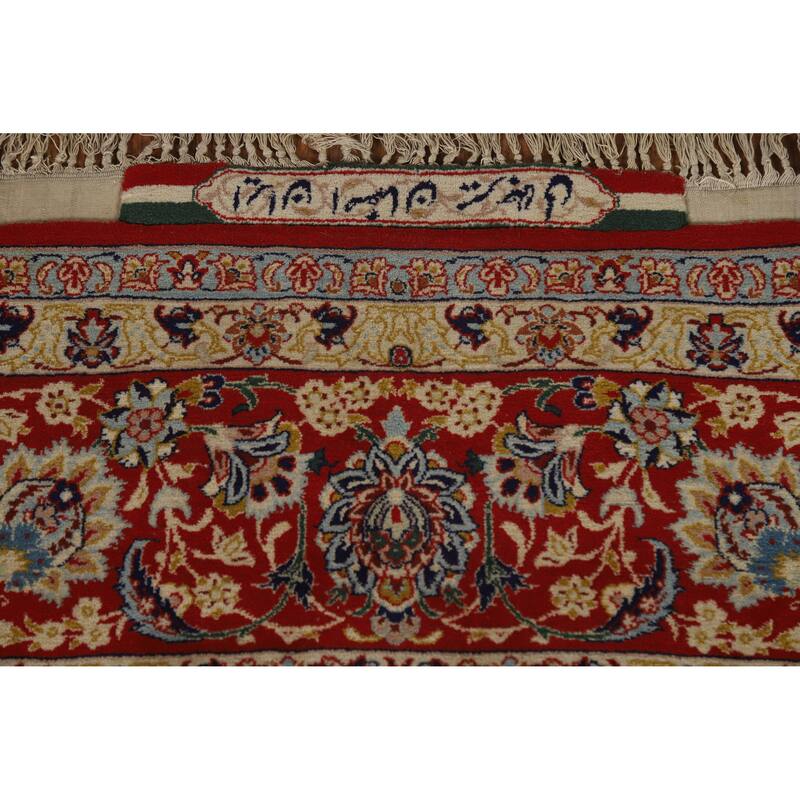 Hand Knotted Oriental 100% Wool Carpet Traditional Floral Navy Blue & Blues Isfahan Area Rug - 7' 5'' X 4' 9''
