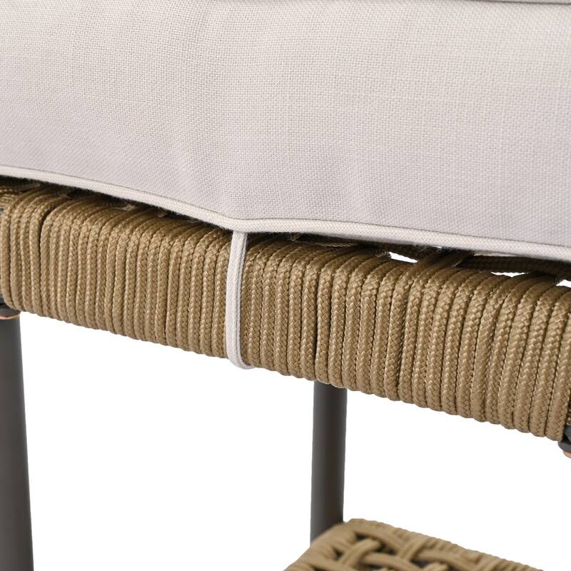 6-Pieces Wicker Outdoor Sectional Set with Wood Table Ice Box and Cushions