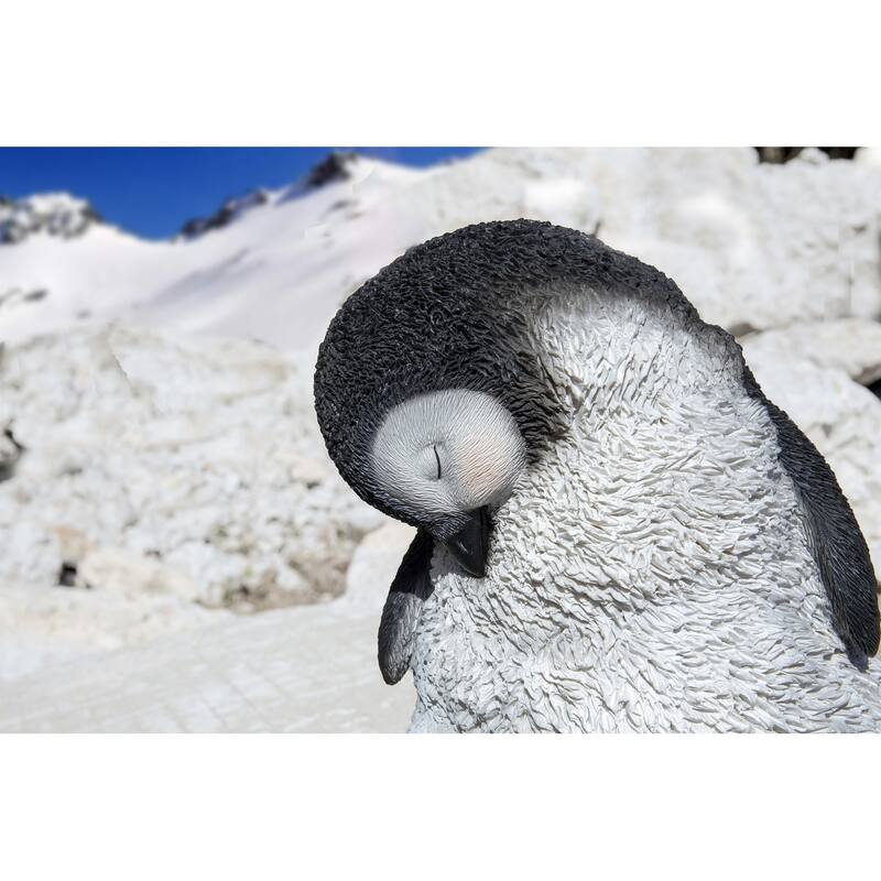 10" Large Sleeping Penguin Outdoor Garden Statue