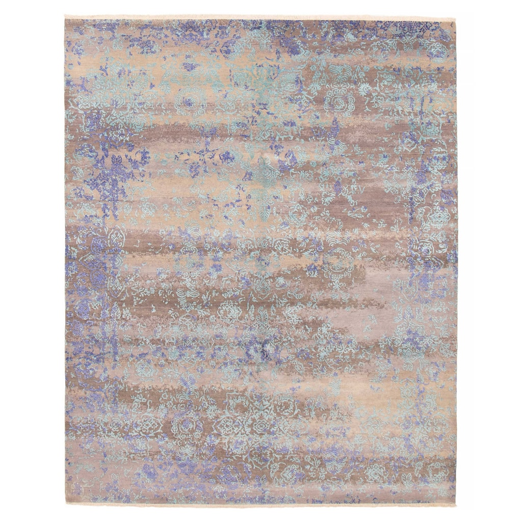 ECARPETGALLERY Hand-knotted Heritage Taupe Silk, Wool Rug - 8'0 x 10'0
