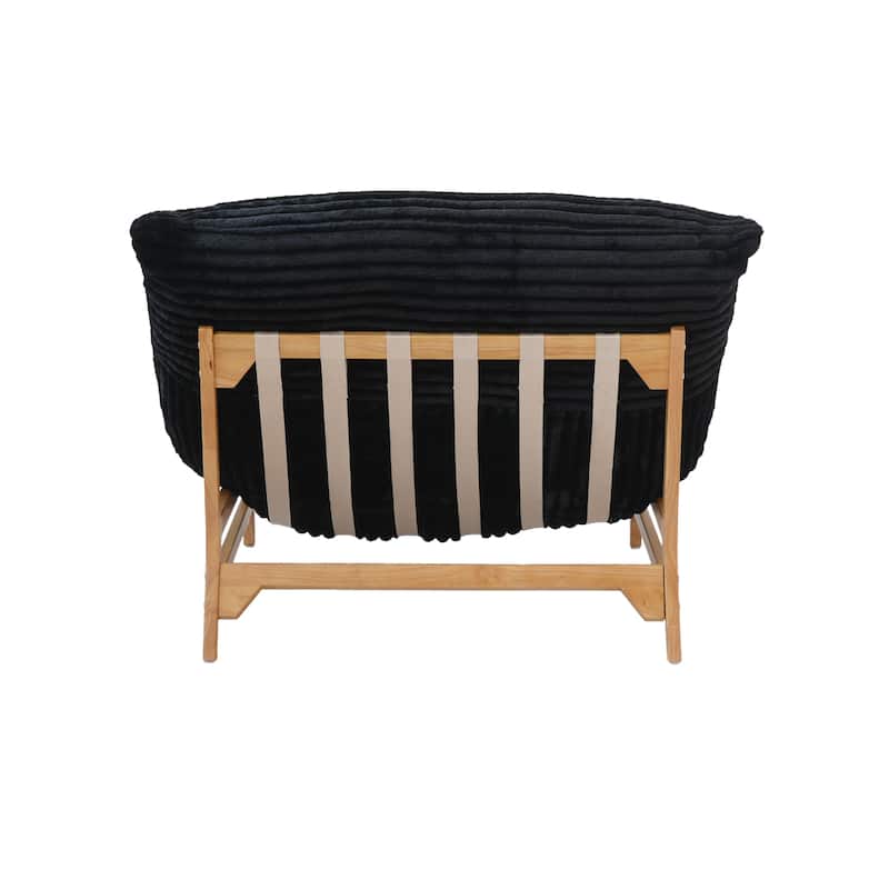 Mid Century Modern Accent Chair with Wood Frame, Reading Accent Chair, Boucle Armchair For Living Room, Bedroom and Salon