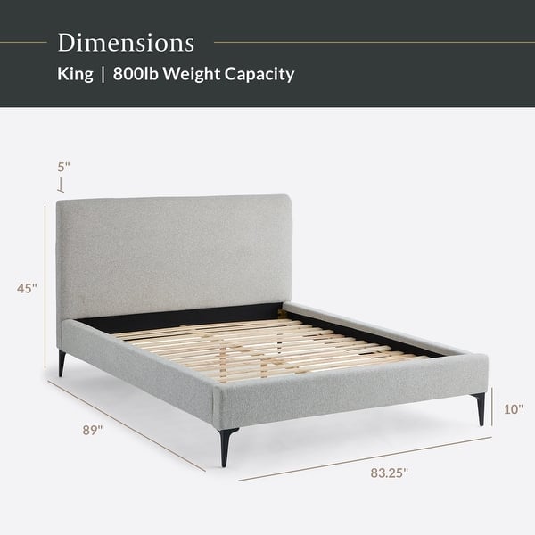 dimension image slide 3 of 4, New Heights Dillon Upholstered Bed with Metal Legs