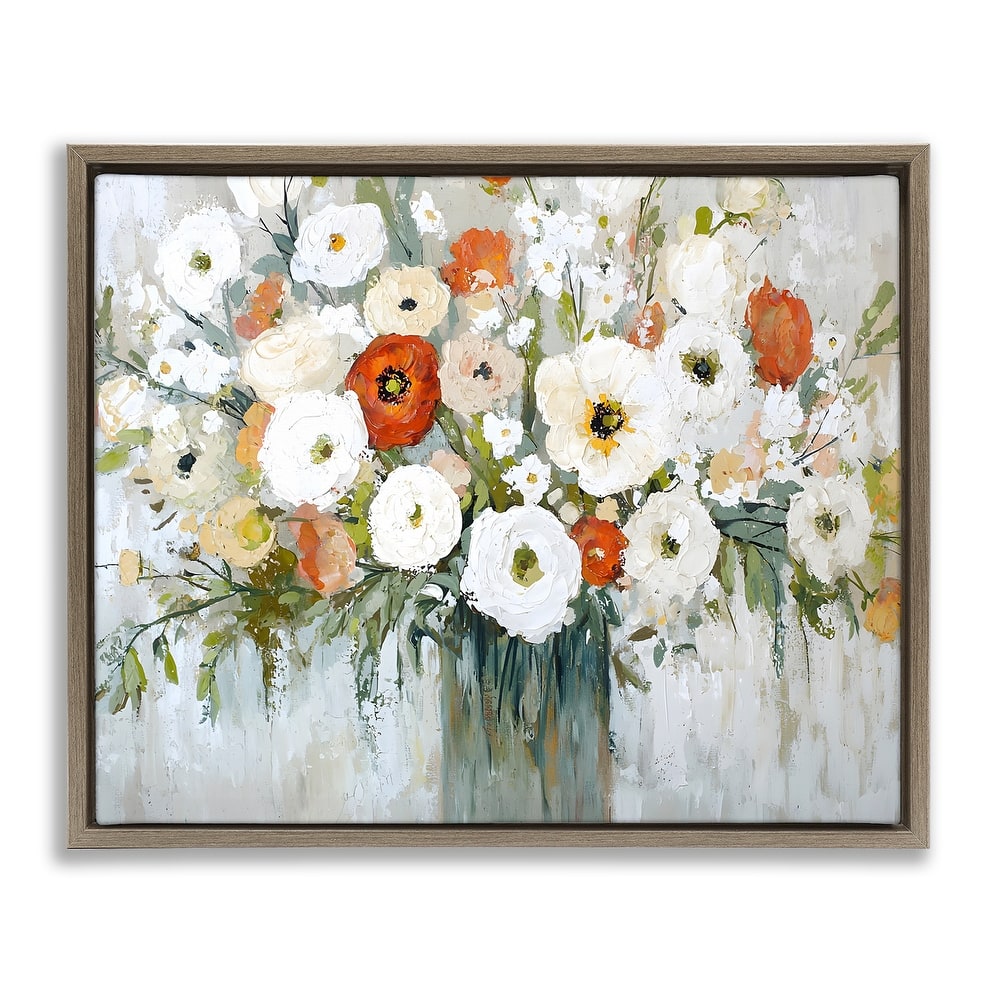 Stupell Ivory & Ruby Bouquet Framed Floater Canvas Wall Art Design By Franklyn Gregory