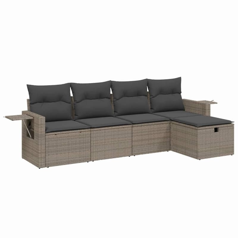 vidaXL Garden Sofa Set Beige/Black/Brown/Grey