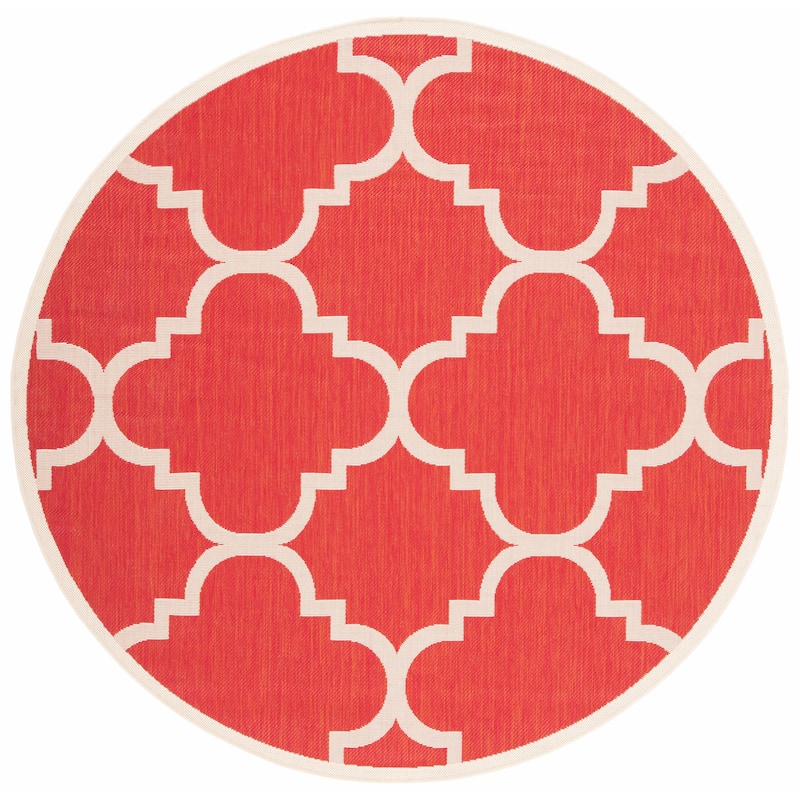 SAFAVIEH Courtyard Hafiza Indoor/ Outdoor Waterproof Patio Backyard Rug - 5'3" Round - Red