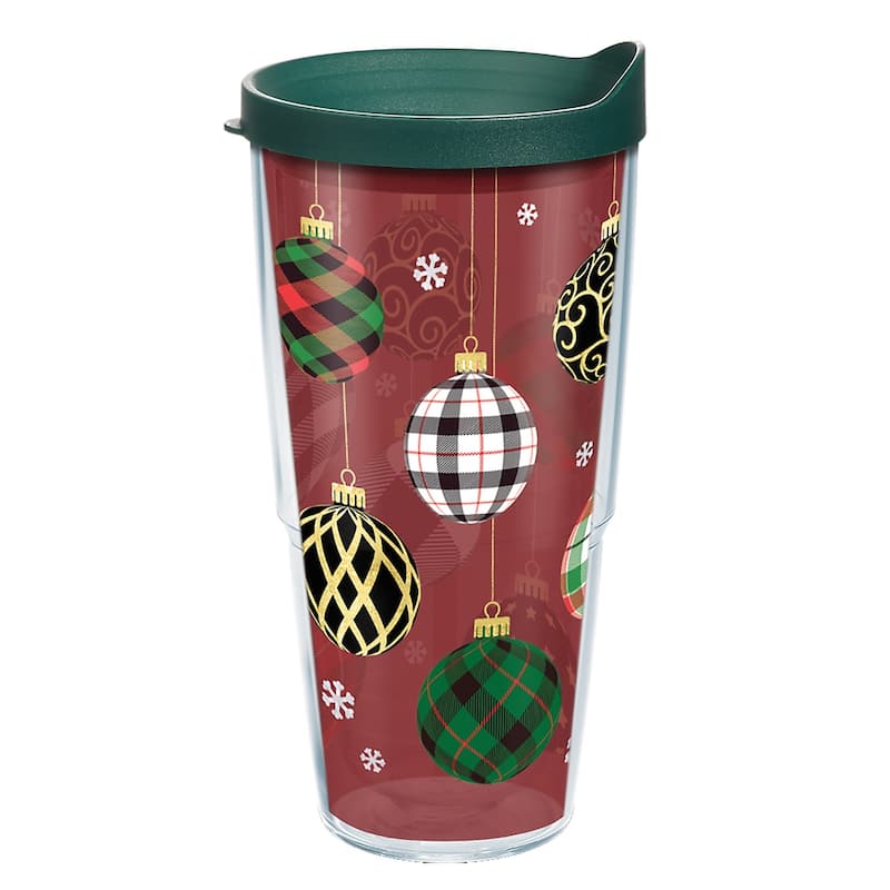 Tervis Christmas Holiday Ornaments Made in USA Double Walled Insulated Travel Tumbler, Classic - 24oz