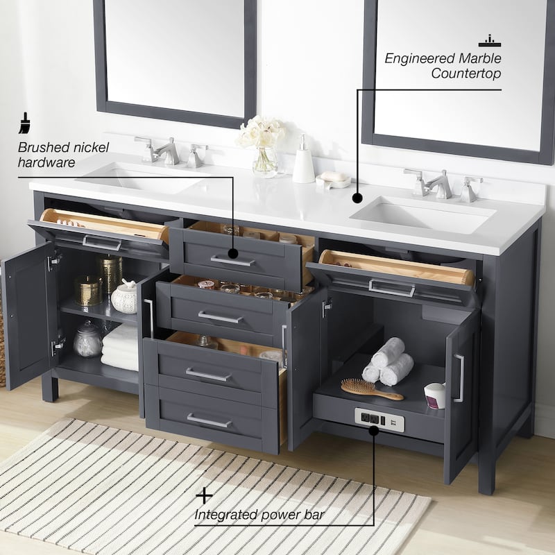 OVE Decors Tahoe 72 in. Dark Charcoal Vanity