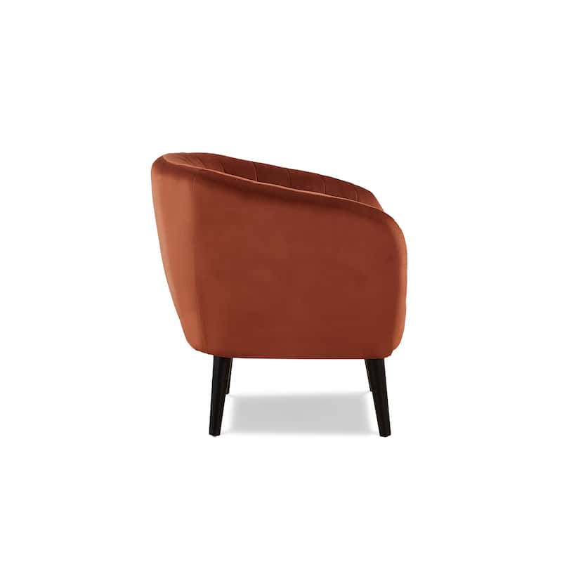 Modern Burnt Orange Tufted Barrel Accent Chair