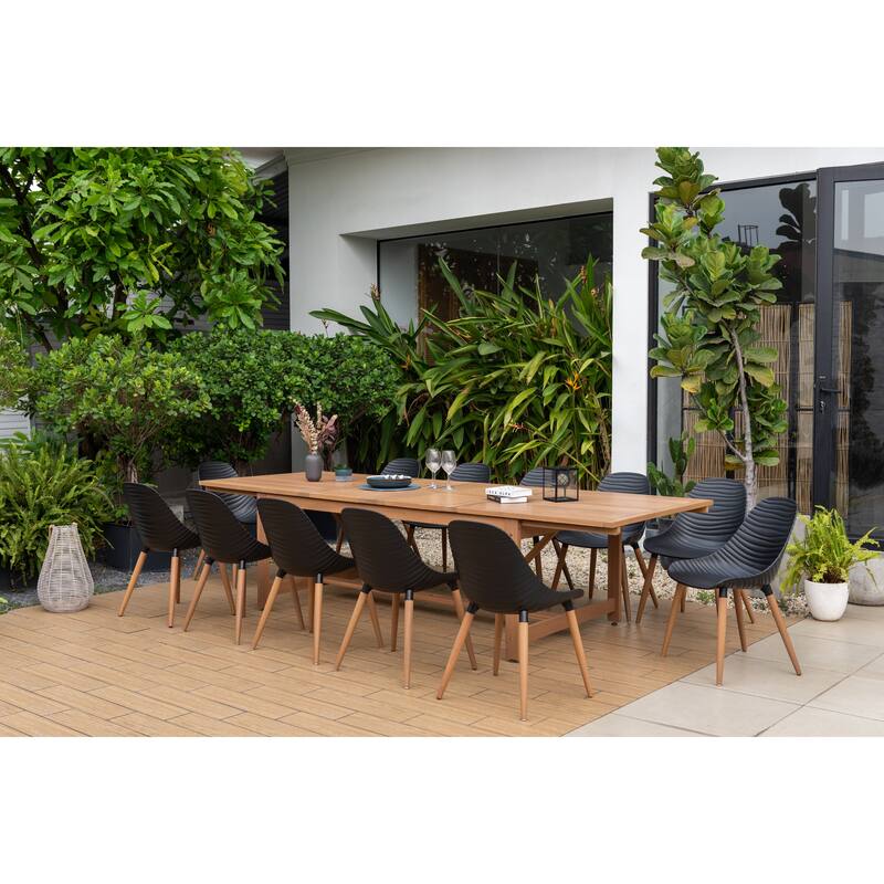 Amazonia 100% FSC Certified Wood Resser Outdoor Patio Dining Set - 13pc - Light Wood