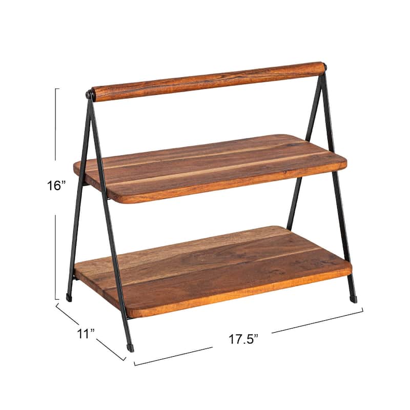Acacia Wood 2-tier Serving Stand