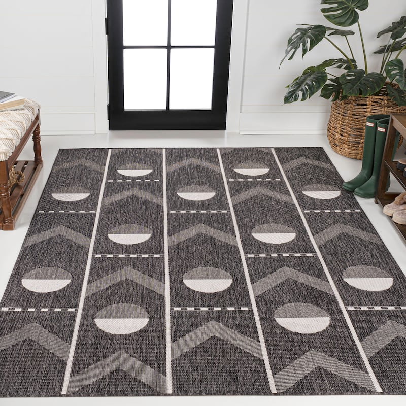 JONATHAN Y Soren Modern Geometri Indoor/Outdoor Area Rug - 5 X 8 - Black/Cream