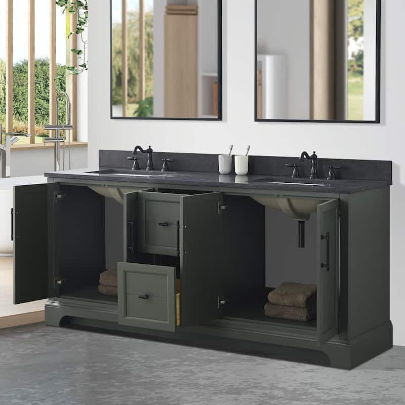 Vanity Art 72" Double Sink Bathroom Vanity with Top & Backsplash