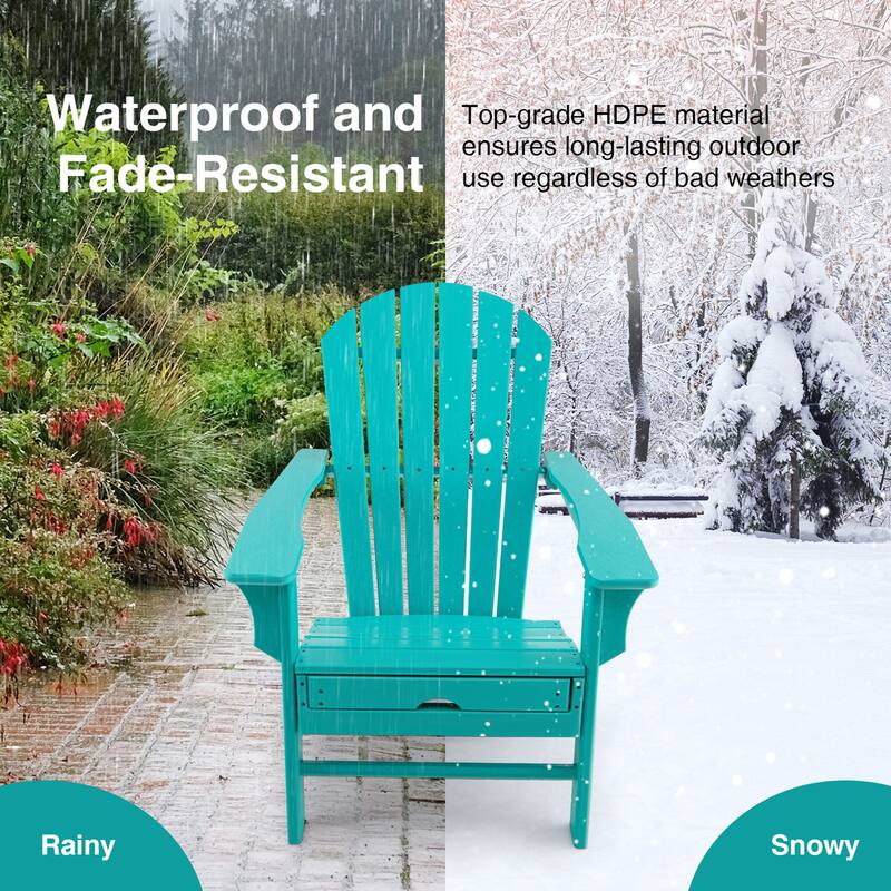 Gymax Set of 2 Patio Adirondack Chair HDPE Outdoor Lounge Chair w/