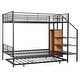 preview thumbnail 7 of 26, Twin Over Full Size Bunk Bed with Trundle and Bulit-in Wardrobe, Metal Bunk Bedframe with Lateral Storage Ladder & Wire Shelving