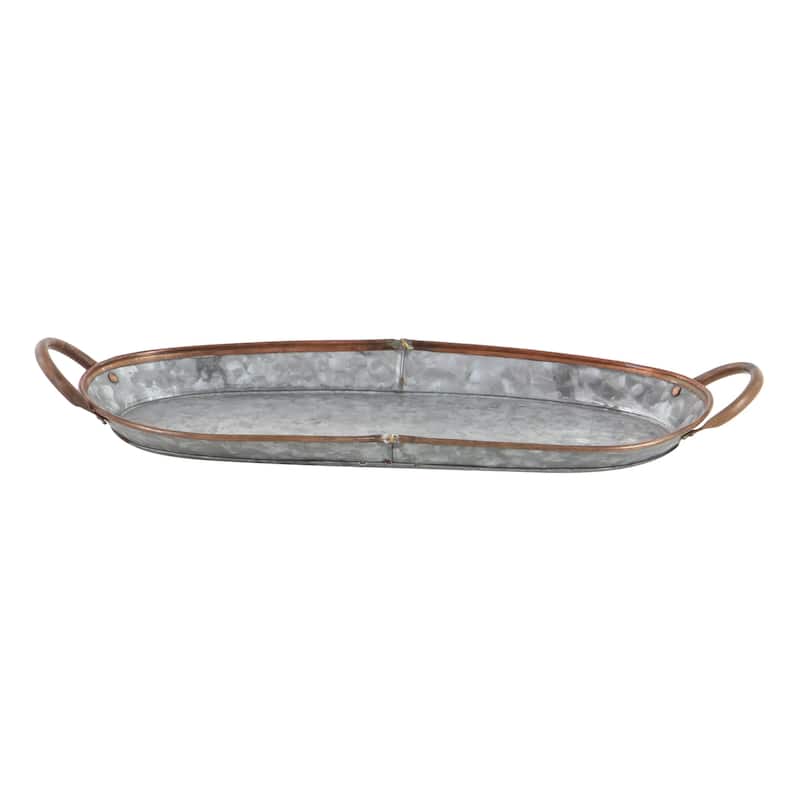 Gray Metal Galvanized Living Room Decor Tray (Set of 3) - S/3 14", 22", 28"W