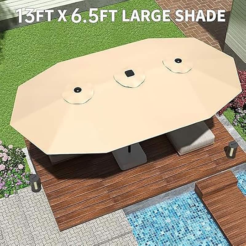 13ft Outdoor Market Umbrella, Double-Sided Twin Large Patio Umbrella