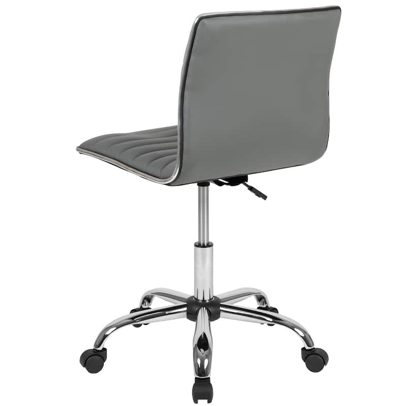 Low Back Designer Armless Ribbed Swivel Task Office Chair