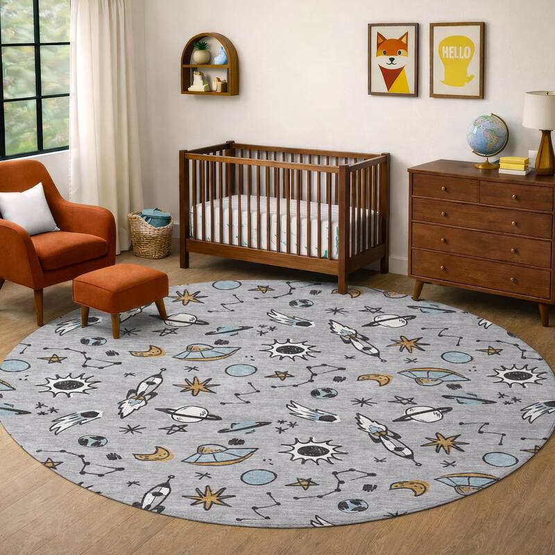 Machine Washable Indoor/ Outdoor Spaceship Chantille Rug