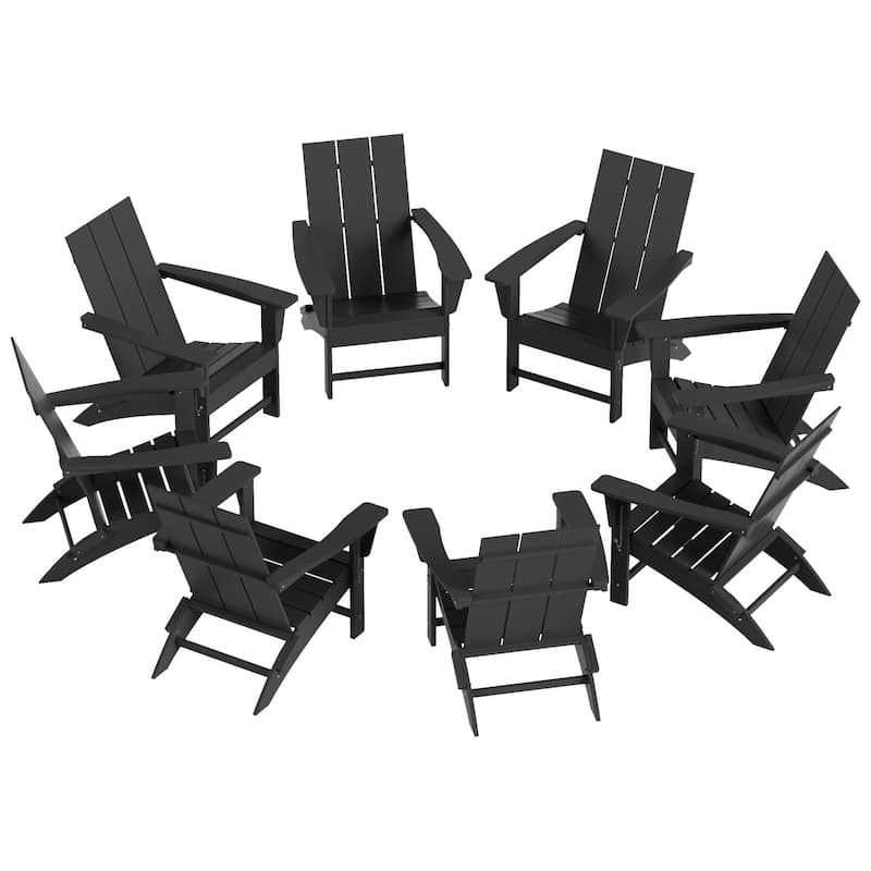 Shoreside Modern Poly Folding Eco-Friendly All Weather Adirondack Chair (Set of 8)