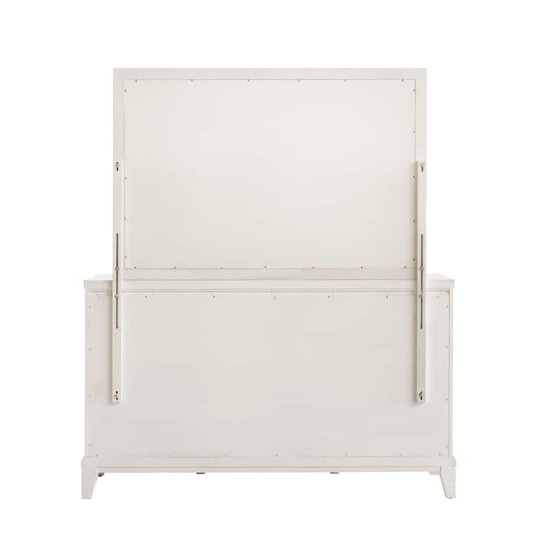 Madison Beveled Dresser Mirror in a Grey-White Wash Finish - Natural - 1.25"W x 36.75"H x 54"D