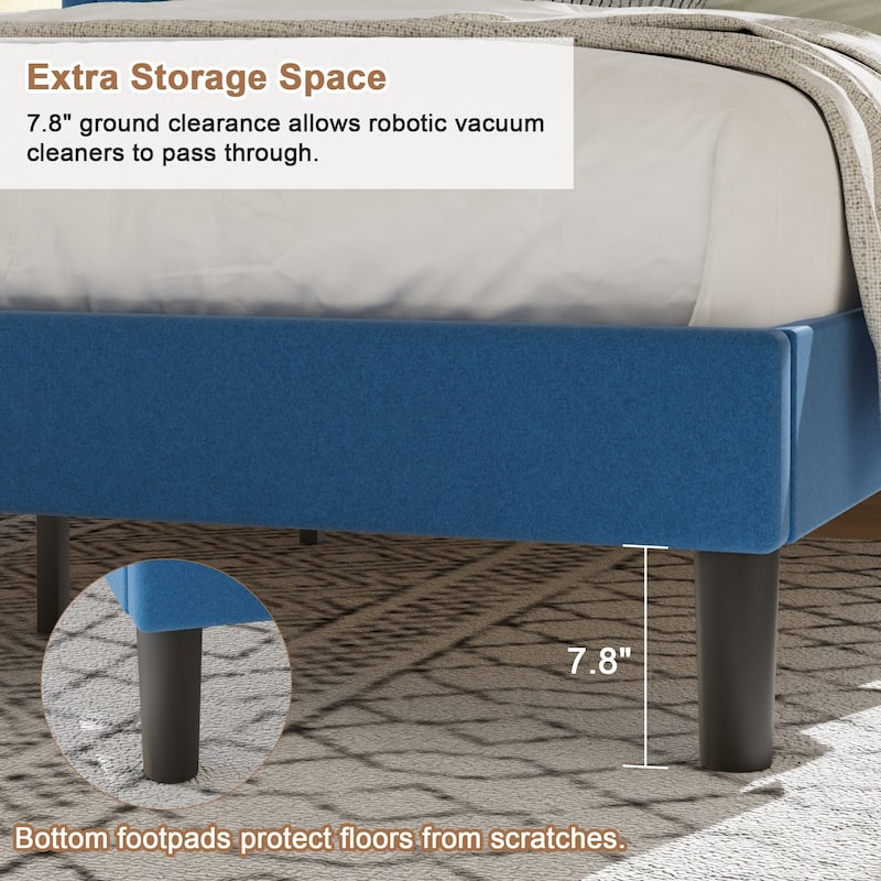 Javlergo Modern Upholstered Platform Bed Frame with Height Adjustable Tufted Headboard
